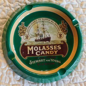 Vintage Case Manufacturing Co. New York Tin Ashtray  “Molasses Candy” Logo